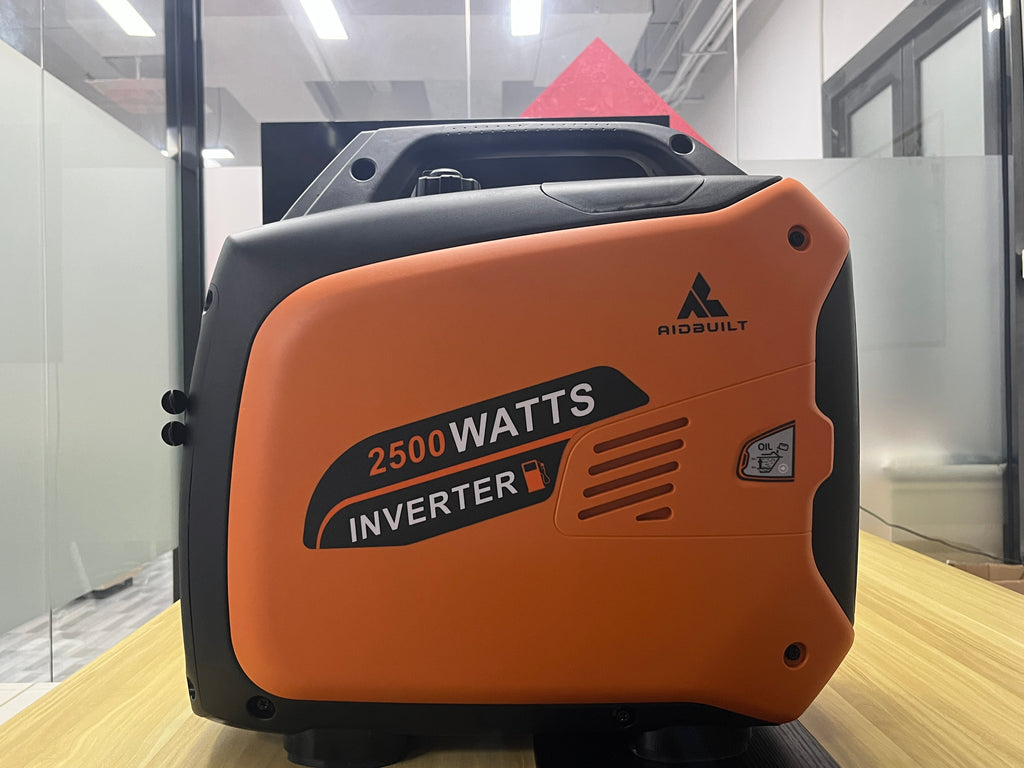 AidBuilt 2500 Watt Portable Inverter Generator, Alternator, Ultra-Quiet Long Runtime Gas Generator with CO-Sensor Fuel Off, Parallel function, for Camping, Tailgating, Home Emergency Use, EPA Compliant (Orange)