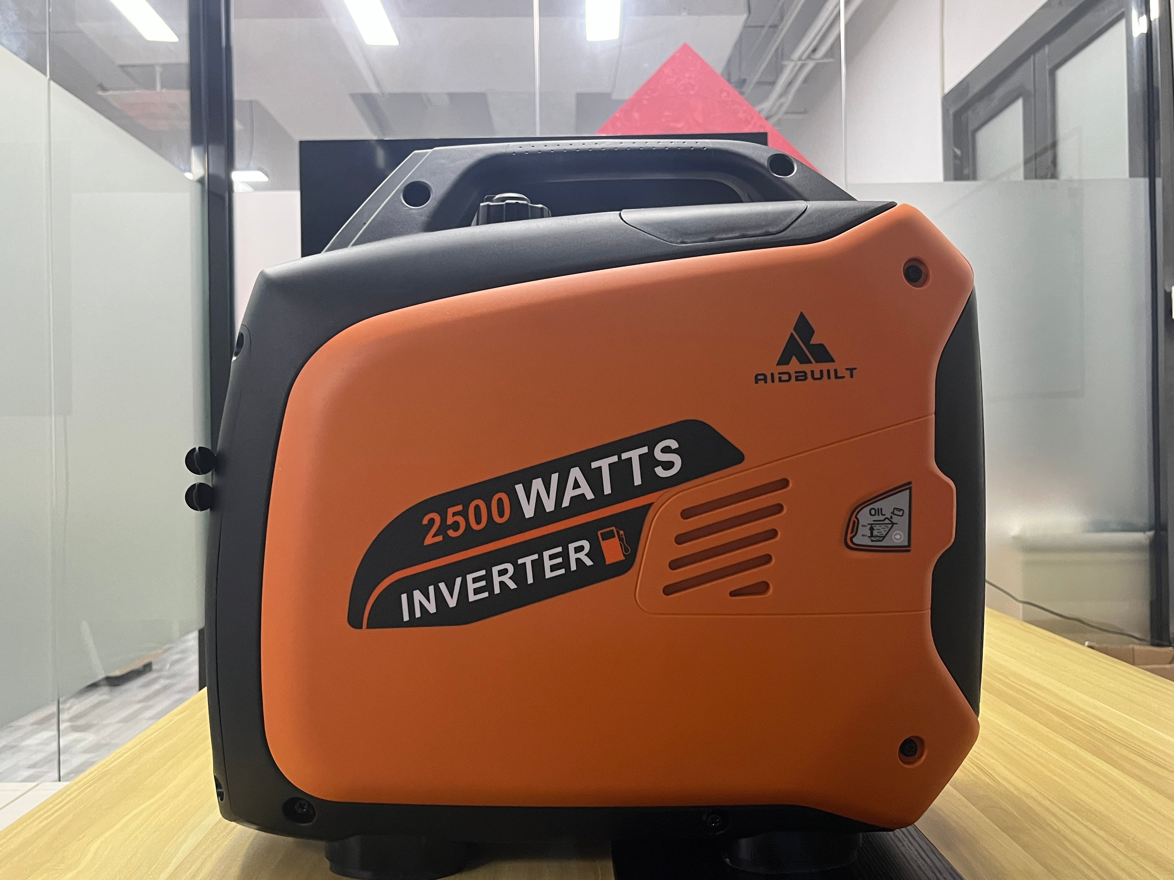 AidBuilt 2500 Watt Portable Inverter Generator, Alternator, Ultra-Quiet Long Runtime Gas Generator with CO-Sensor Fuel Off, Parallel function, for Camping, Tailgating, Home Emergency Use, EPA Compliant (Orange)