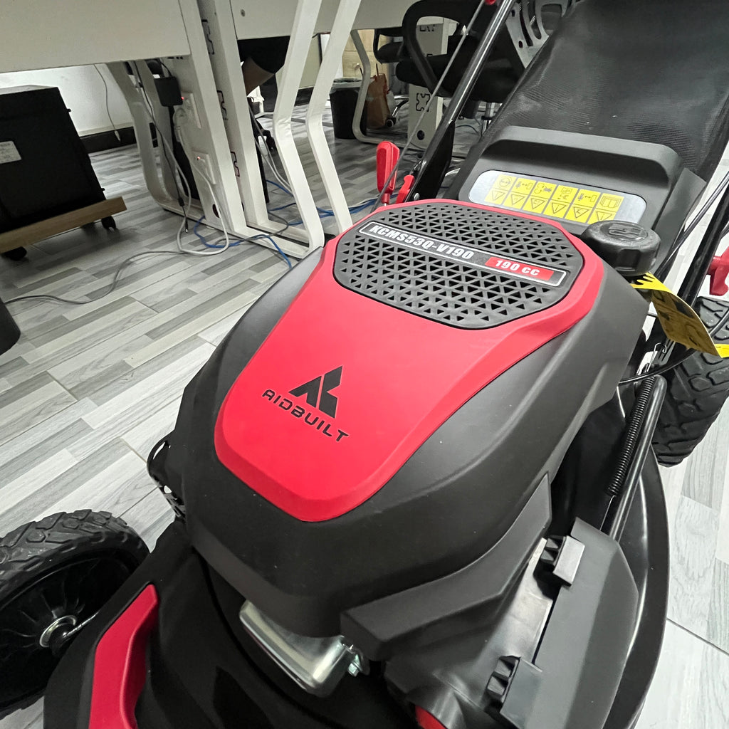 AidBuilt Self Propelled Gas Lawn Mower, Garden Shredders, 21 in. with 190cc OHV Engine, 3-in-1 Rear-Wheel Drive High Wheels, Red