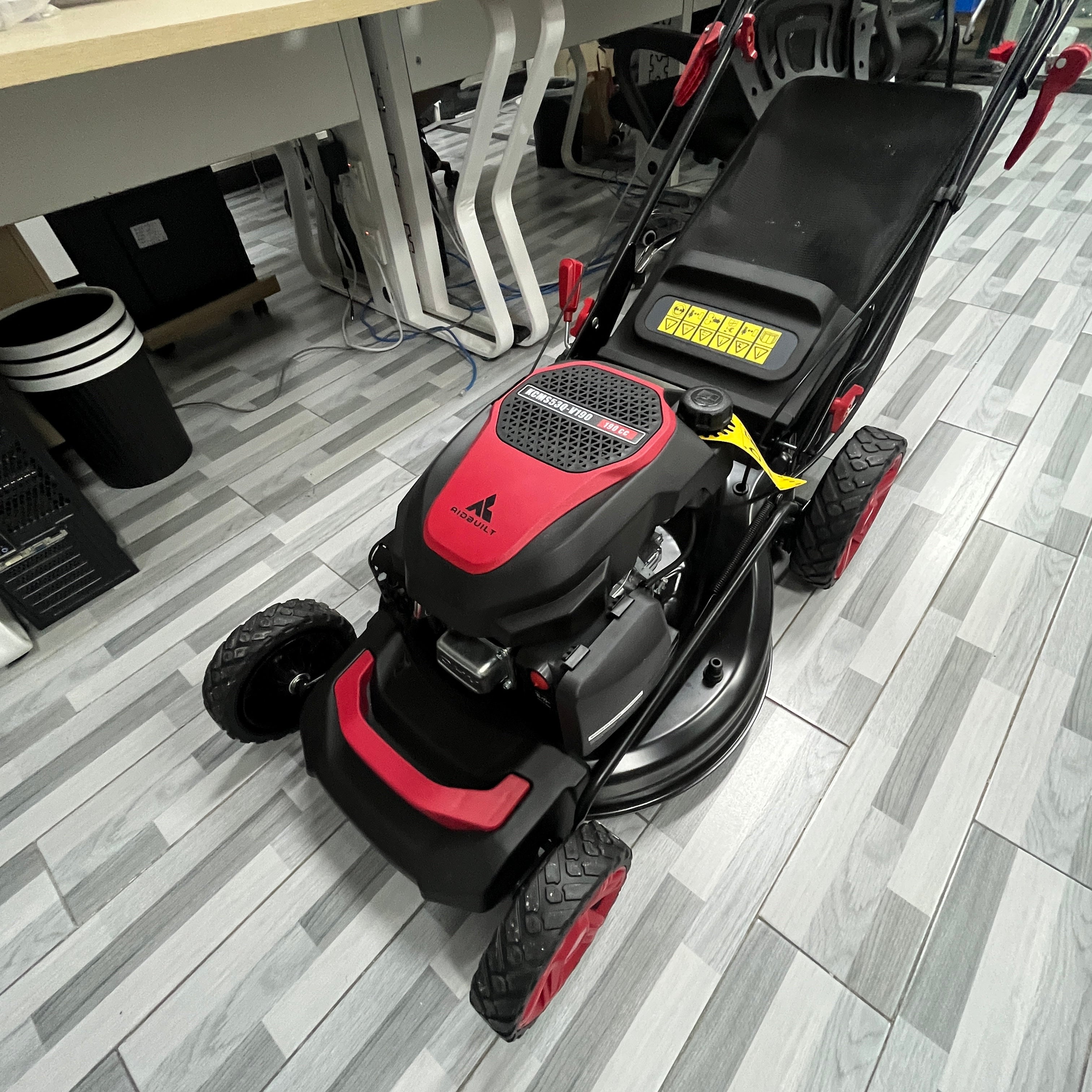 AidBuilt Self Propelled Gas Lawn Mower, Garden Shredders, 21 in. with 190cc OHV Engine, 3-in-1 Rear-Wheel Drive High Wheels, Red