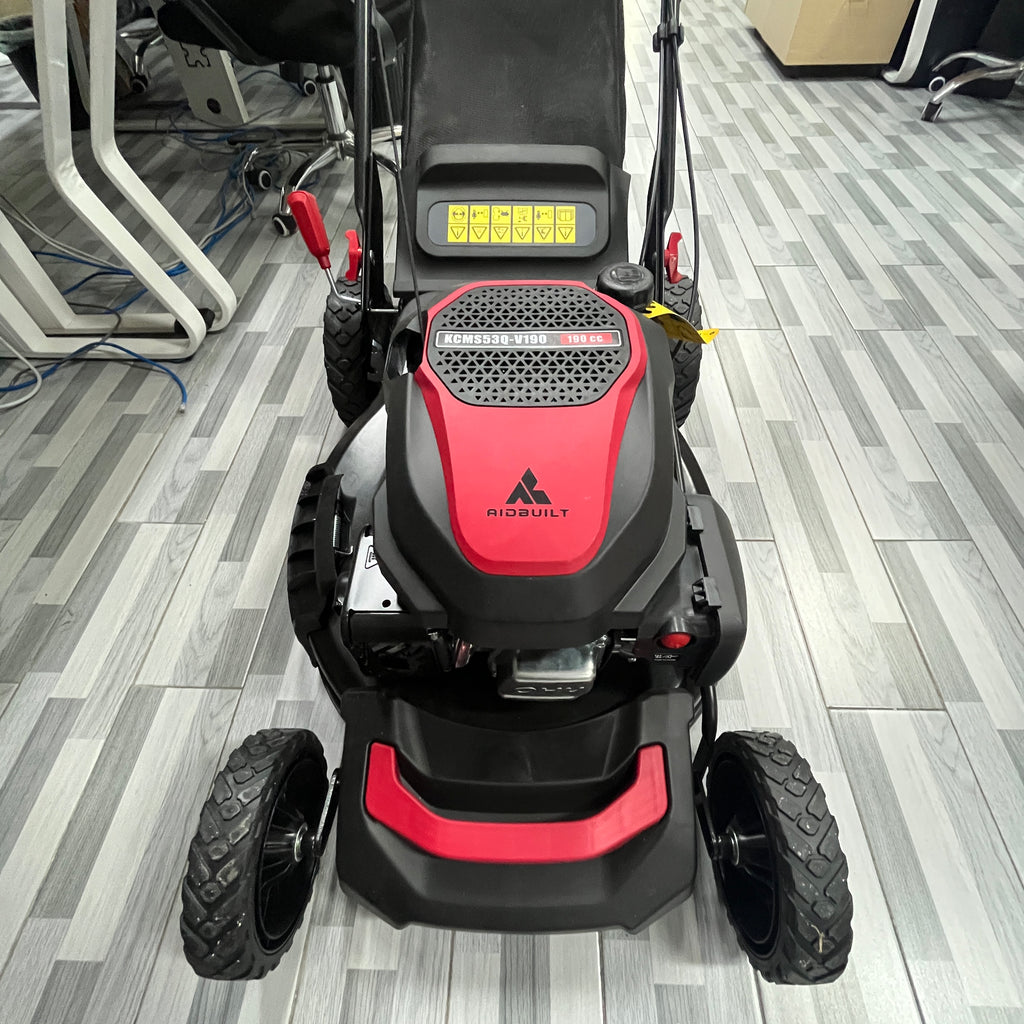AidBuilt Self Propelled Gas Lawn Mower, Garden Shredders, 21 in. with 190cc OHV Engine, 3-in-1 Rear-Wheel Drive High Wheels, Red