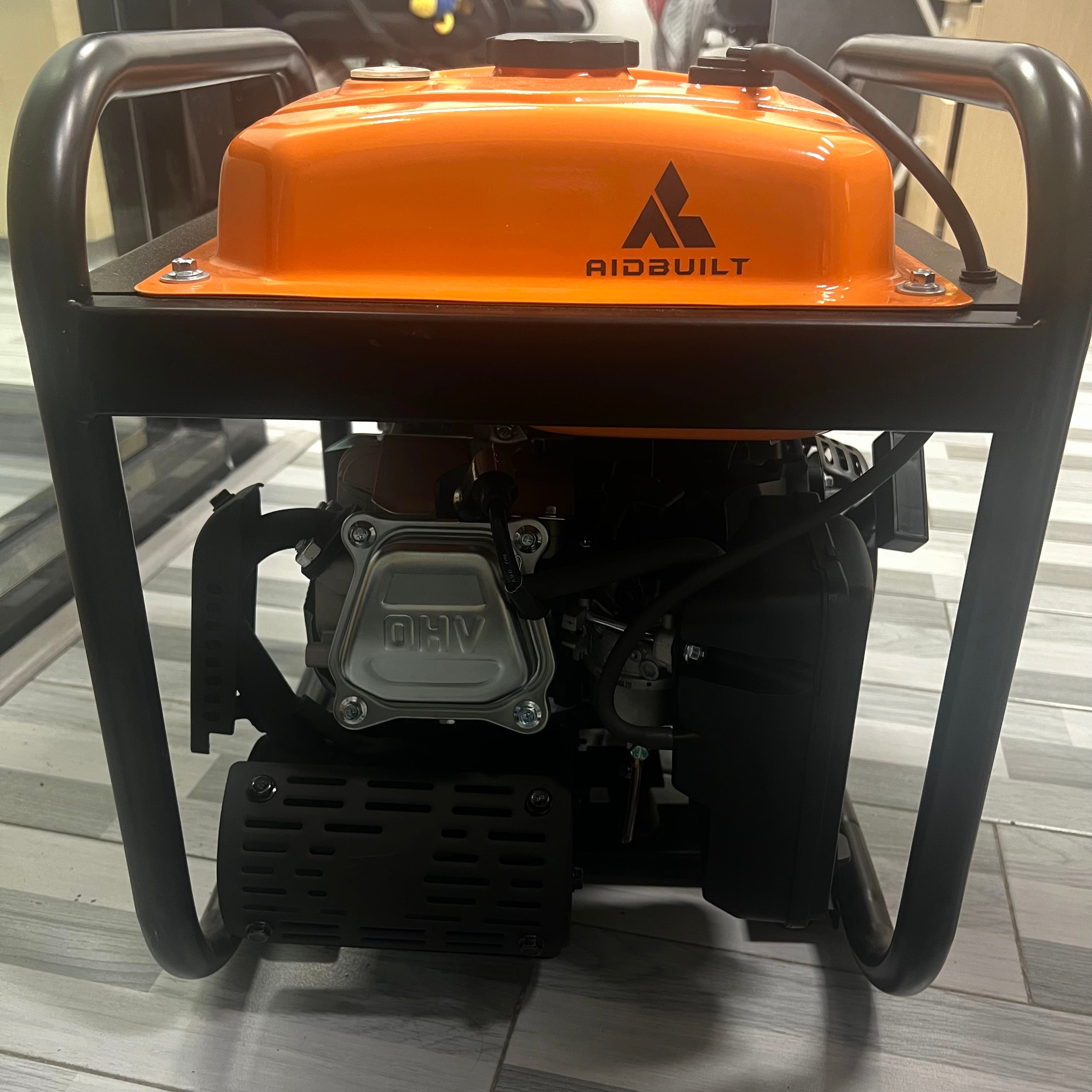 AidBuilt 4000W Portable Inverter Generator, Gas Powered, Open Frame Generator with ECO Mode, Low Oil Shutoff, Quiet Operation & 120V/30A RV Outlet, for Home Backup, Camping, Jobsite Use(Orange)