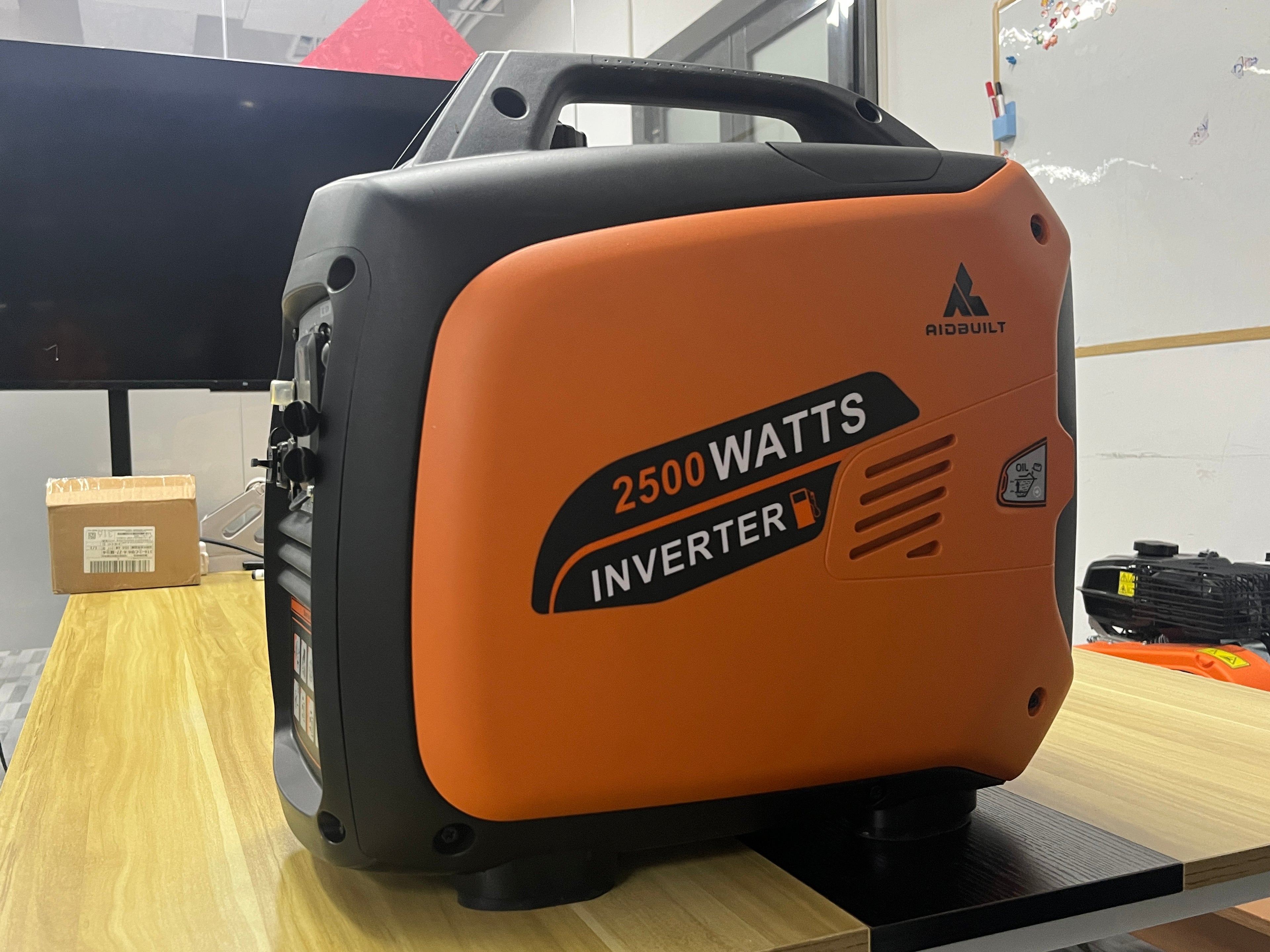 AidBuilt 2500 Watt Portable Inverter Generator, Alternator, Ultra-Quiet Long Runtime Gas Generator with CO-Sensor Fuel Off, Parallel function, for Camping, Tailgating, Home Emergency Use, EPA Compliant (Orange)