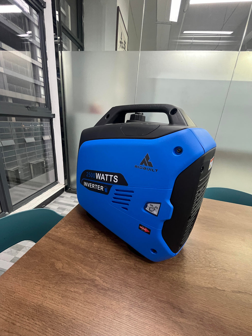 AidBuilt 2500 Watt Portable Inverter Generator, Alternator, Ultra-Quiet Long Runtime Gas Generator with CO-Sensor Fuel Off, Parallel function, for Camping, Tailgating, Home Emergency Use, EPA Compliant (Blue)