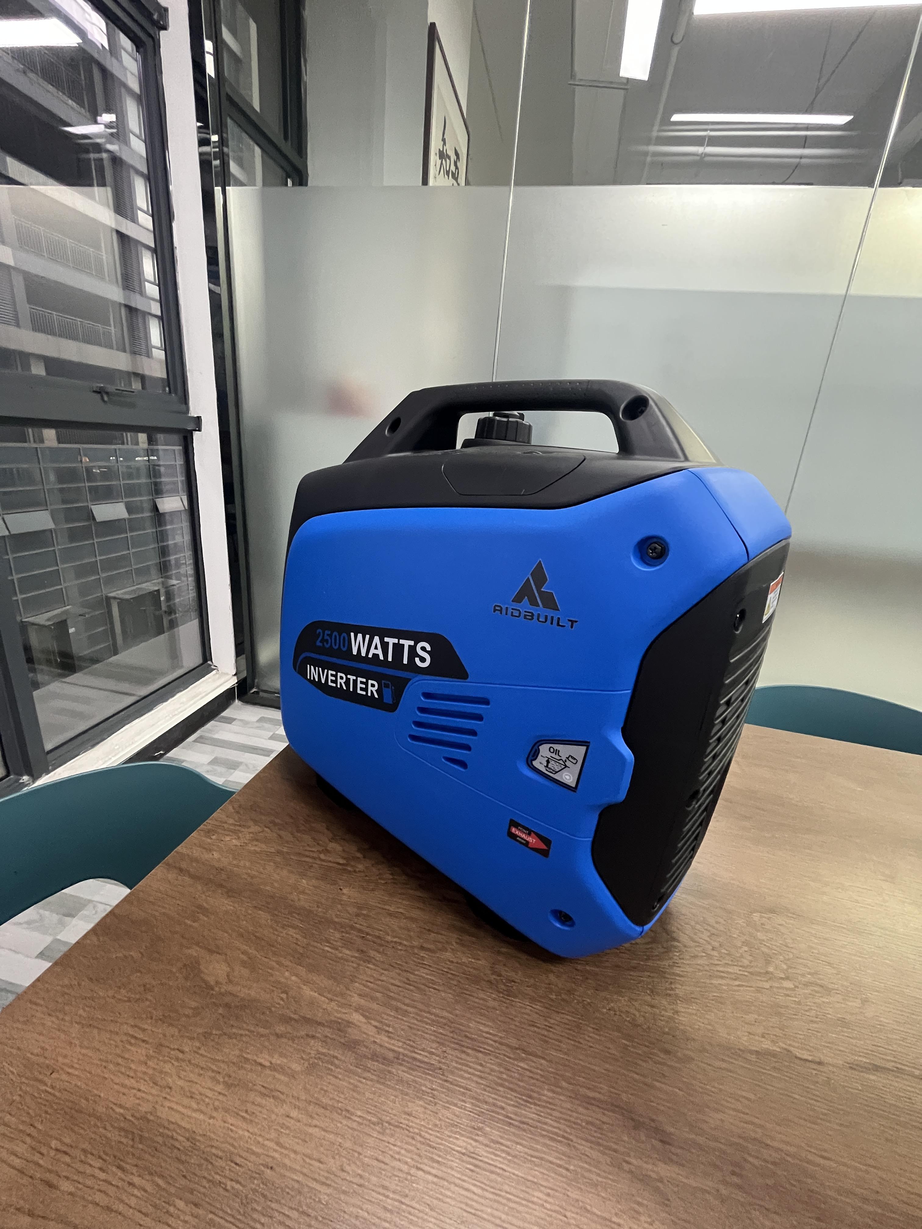 AidBuilt 2500 Watt Portable Inverter Generator, Alternator, Ultra-Quiet Long Runtime Gas Generator with CO-Sensor Fuel Off, Parallel function, for Camping, Tailgating, Home Emergency Use, EPA Compliant (Blue)